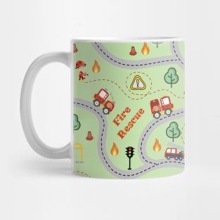 Fireman cute seamless kids pattern light green Mug